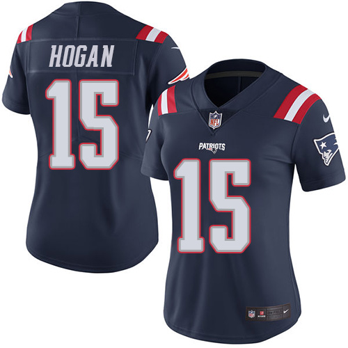Nike Patriots #15 Chris Hogan Navy Blue Women's Stitched NFL Limited Rush Jersey